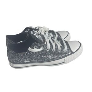Converse All Star Low Top Glitter Sparkle Shoes Women's 7.5 Black White A11138C